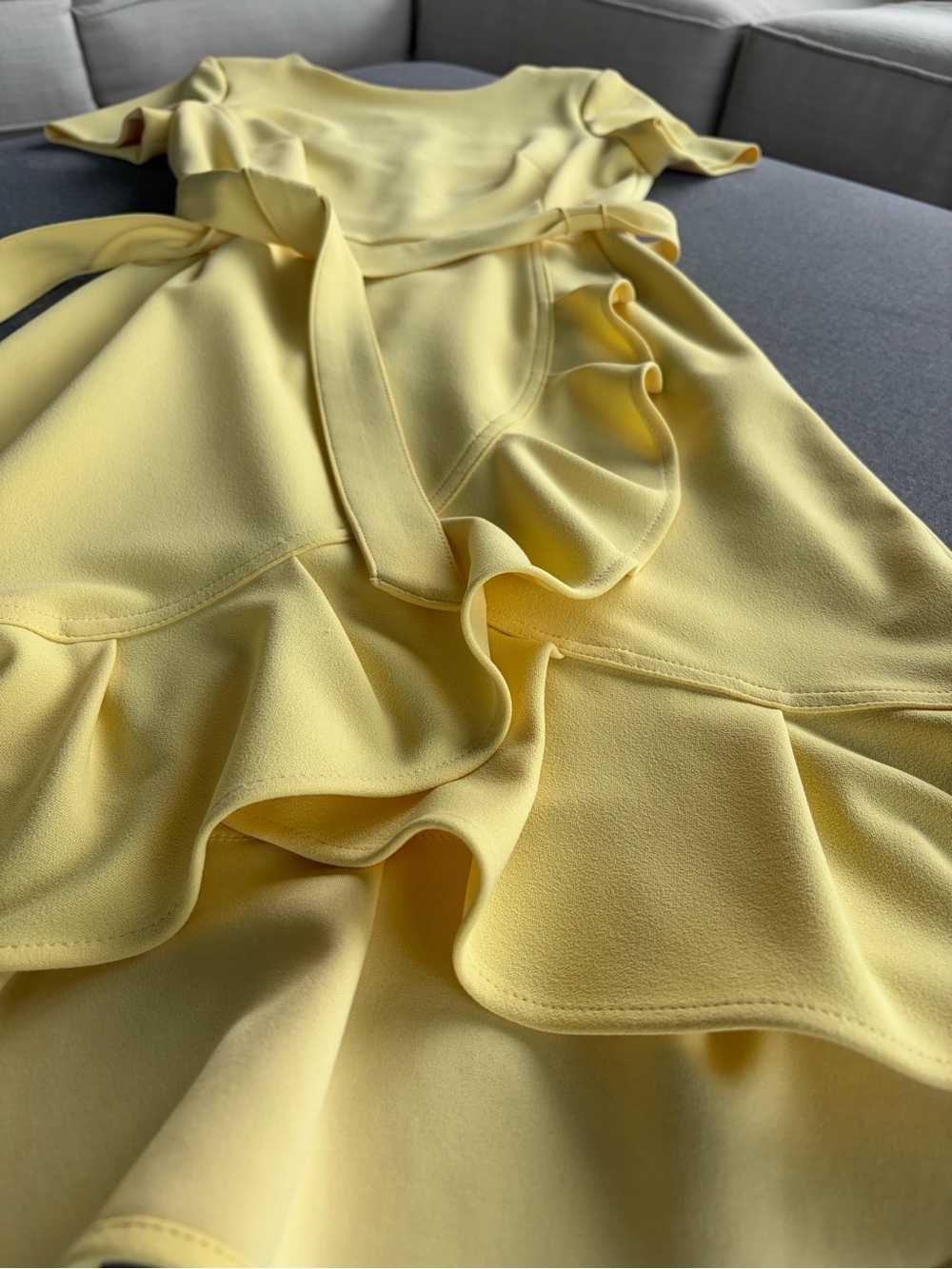 Calvin Klein Yellow Ruffle Wrap Dress - Picture 11 of 14